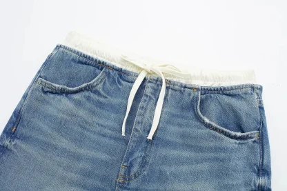 Retro Mini Drawstring Denim Skirt - Image 3