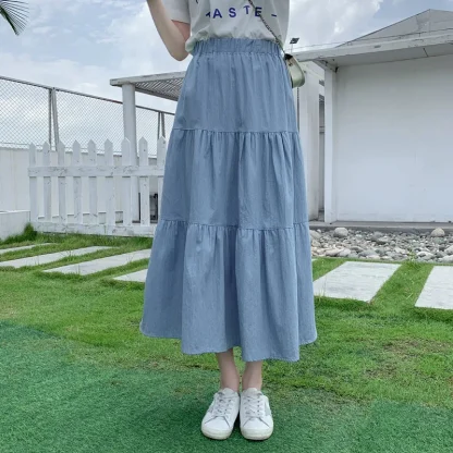 Soft Tiered Casual Denim Skirt - Image 2