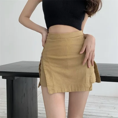 Side Slit Fitted Denim Skirt - Image 4