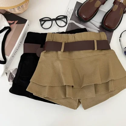 Tiered Ruffle Mini Denim Skirts - Image 4