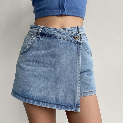 High-waist Wrap Denim Skirt - Image 3