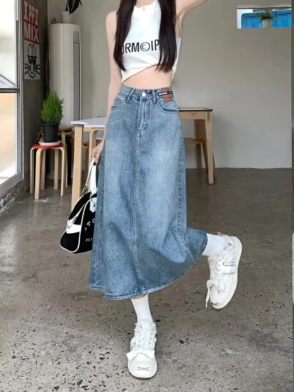 Trendy Straight Denim Skirt - Image 11