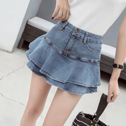 Chic Ruffled Mini Denim Skirt - Image 7
