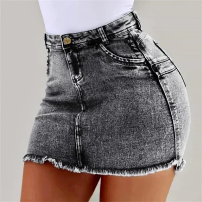 Acid Washed Mini Denim Skirt - Image 6