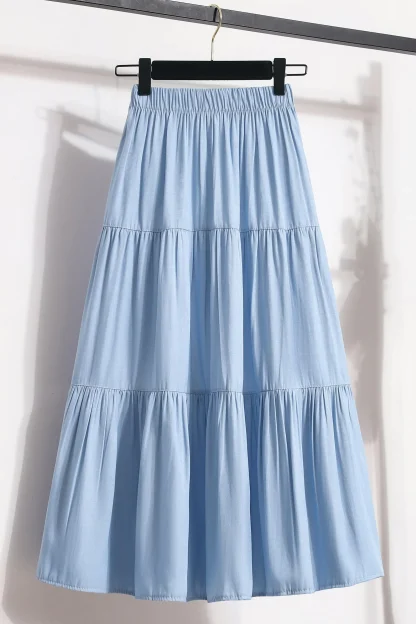 Soft Tiered Casual Denim Skirt - Image 3