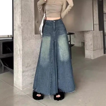 Faded Retro Maxi Denim Skirt - Image 2