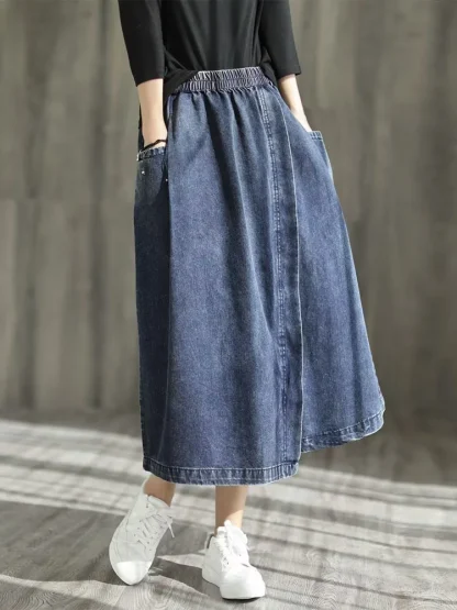 Casual Side Pocket Denim Skirt
