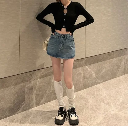 Casual High-waist Denim Skirt - Image 8