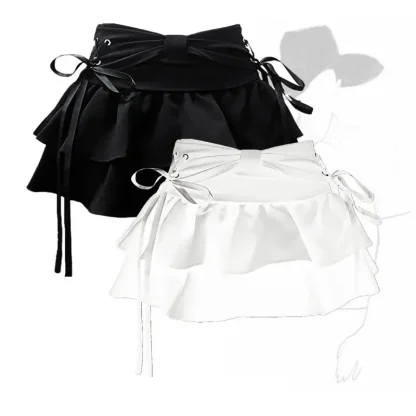 Cute Lace-up Ruffle Denim Skirts - Image 9