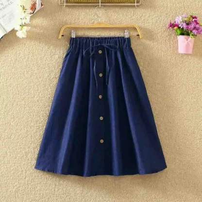 Pinstriped Pleated Denim Skirts