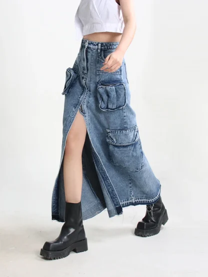 Cargo High-waist Denim Skirt - Image 5