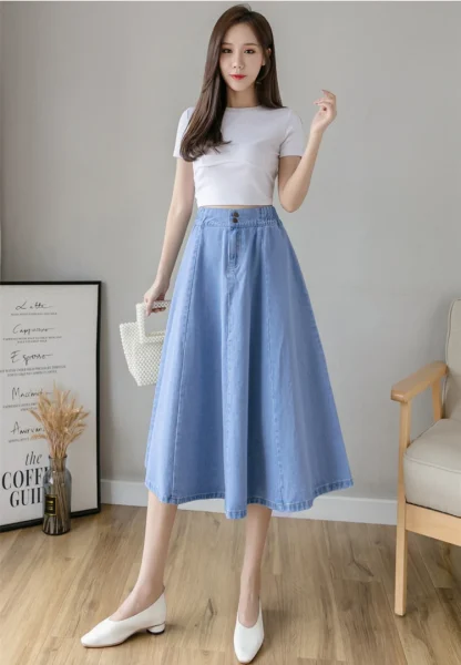 A-line High-waist Denim Skirt - Image 3