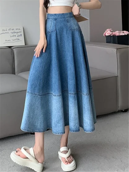 Gradient High-waist Denim Skirt - Image 6