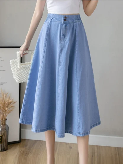 A-line High-waist Denim Skirt