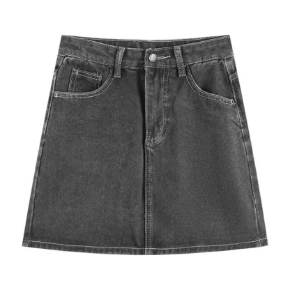 Casual Dark Mini Denim Skirt - Image 11
