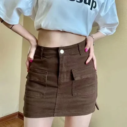 Front Pocket Mini Denim Skirt - Image 13