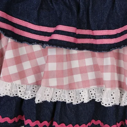 Lolita-style Plaid Denim Skirt - Image 5