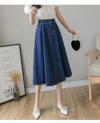 A-line High-waist Denim Skirt - Image 7