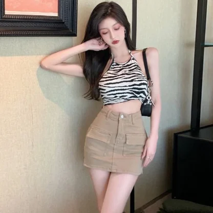 Front Pocket Mini Denim Skirt - Image 11