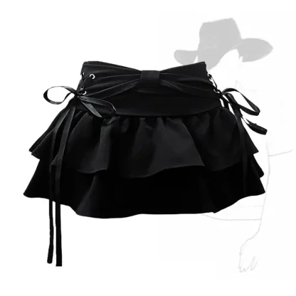 Cute Lace-up Ruffle Denim Skirts - Image 7