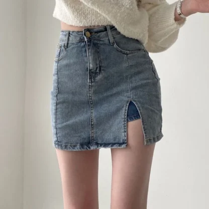 Sexy Split Mini Denim Skirt - Image 4