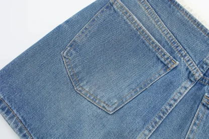 Retro Mini Drawstring Denim Skirt - Image 9