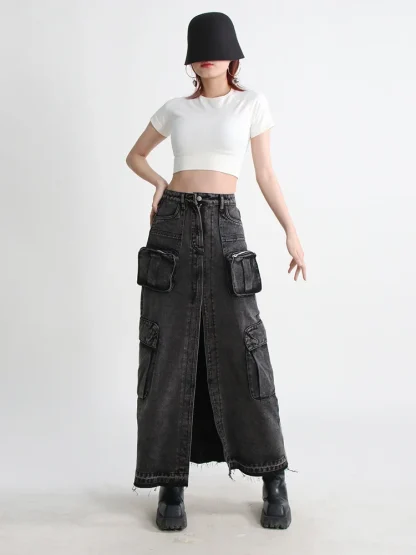 Cargo High-waist Denim Skirt - Image 10