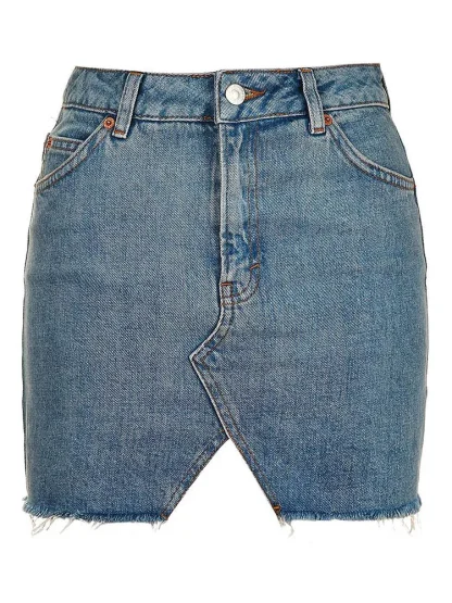 Frayed Hem Mini Denim Skirt - Image 7