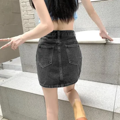 Casual Dark Mini Denim Skirt - Image 10