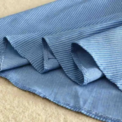Pinstriped Pleated Denim Skirts - Image 7
