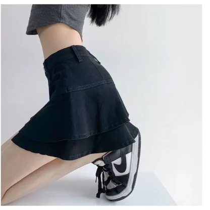 Tiered Ruffle Hem Denim Skirts - Image 9