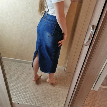 Midi Slim Fit Denim Skirts - Image 8