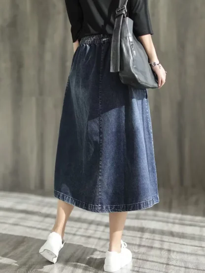 Casual Side Pocket Denim Skirt - Image 5