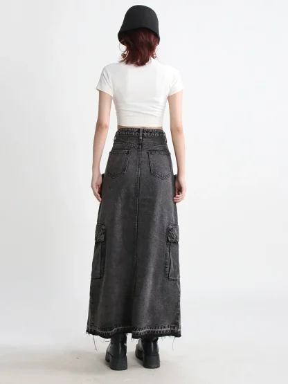 Cargo High-waist Denim Skirt - Image 11