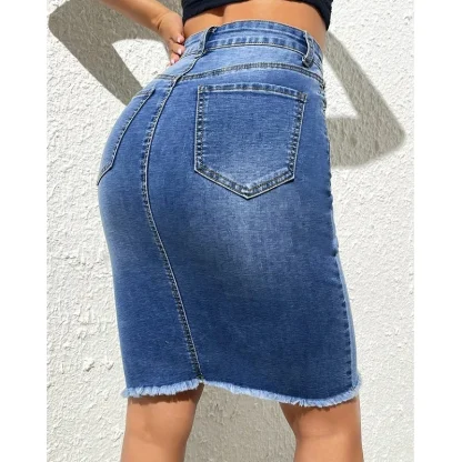 Knee Length Casual Denim Skirt - Image 4