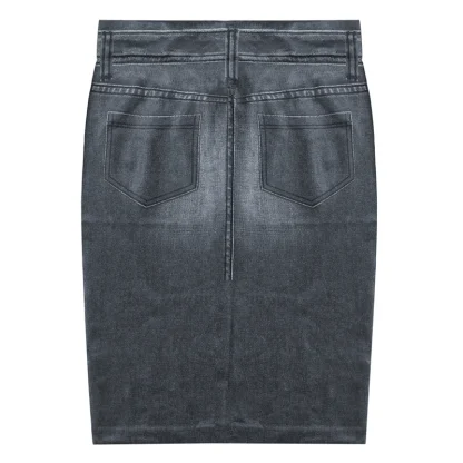 Retro Washed Slim Fit Denim Skirt - Image 10