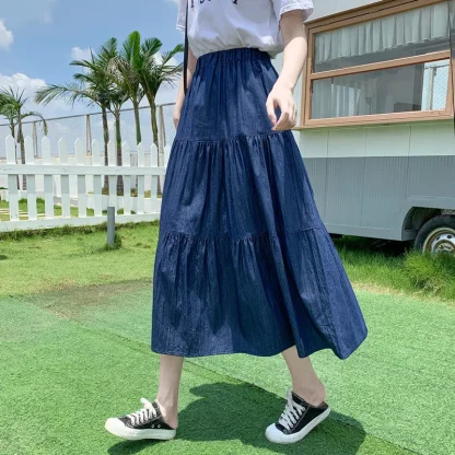 Soft Tiered Casual Denim Skirt