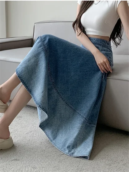 Gradient High-waist Denim Skirt - Image 2