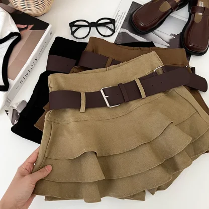 Tiered Ruffle Mini Denim Skirts - Image 5