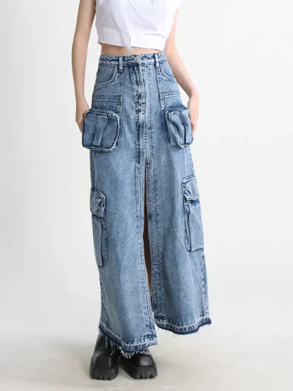 Cargo High-waist Denim Skirt - Image 7