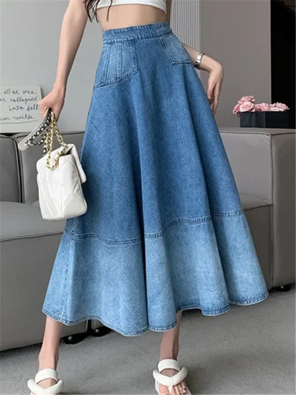 Gradient High-waist Denim Skirt