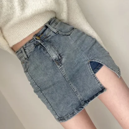 Sexy Split Mini Denim Skirt - Image 5