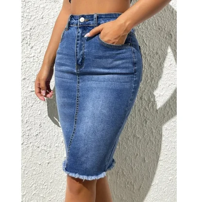 Knee Length Casual Denim Skirt