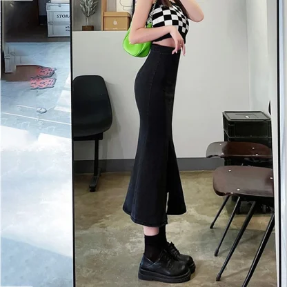 Zip Back Fishtail Denim Skirt - Image 6