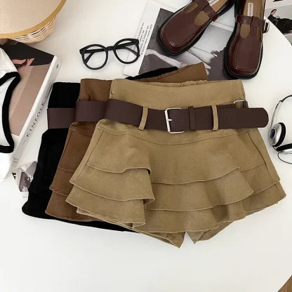 Tiered Ruffle Mini Denim Skirts - Image 3