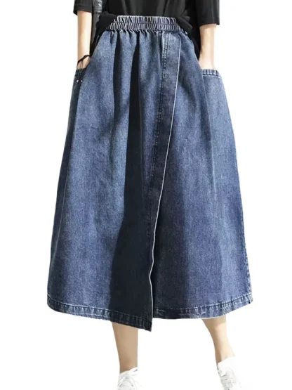 Casual Side Pocket Denim Skirt - Image 4