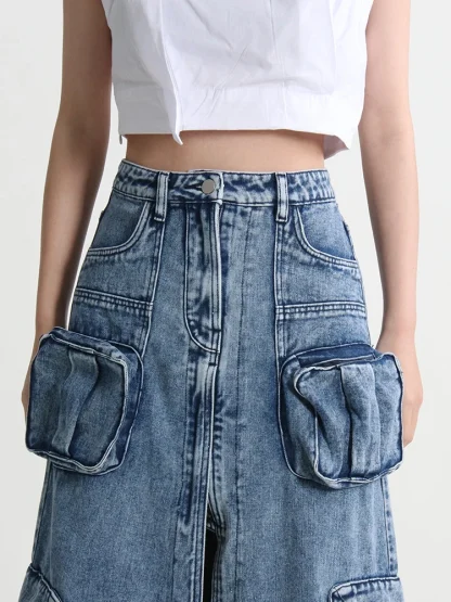 Cargo High-waist Denim Skirt - Image 4