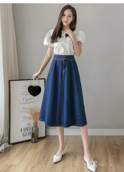 A-line High-waist Denim Skirt - Image 8