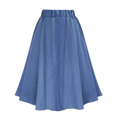 Button Down Decor Denim Skirt - Image 3