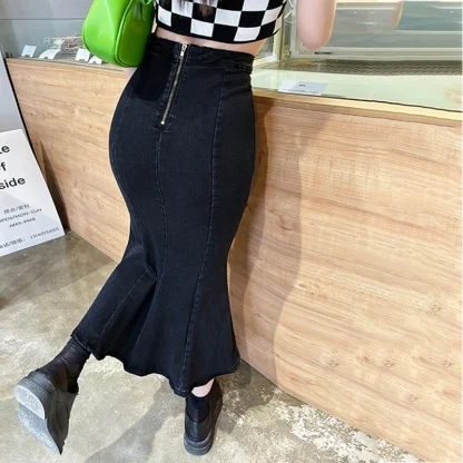 Zip Back Fishtail Denim Skirt - Image 7